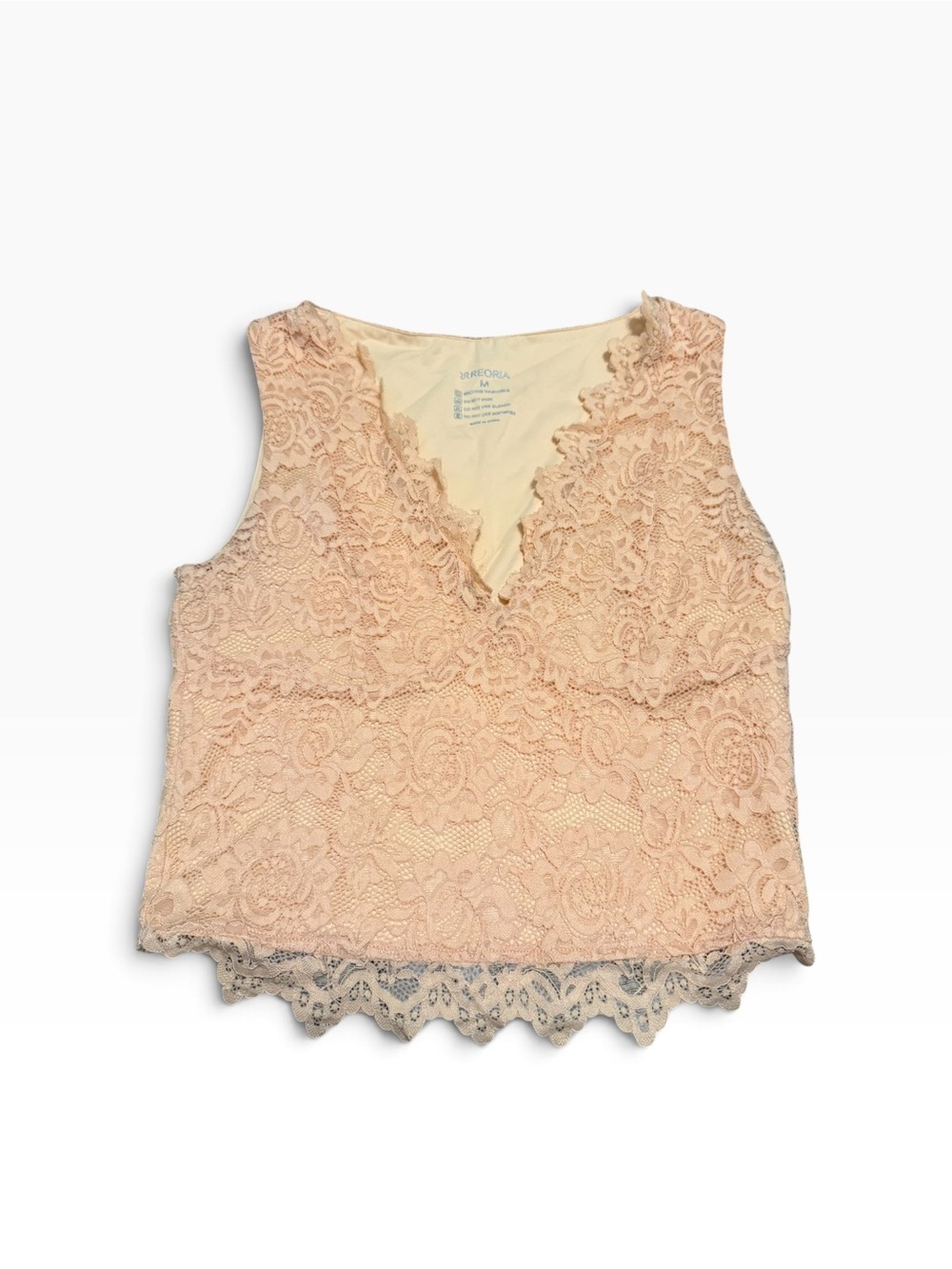EUC Reoria Women's Lace Trim V-Neck Sleeveless Camisole Top